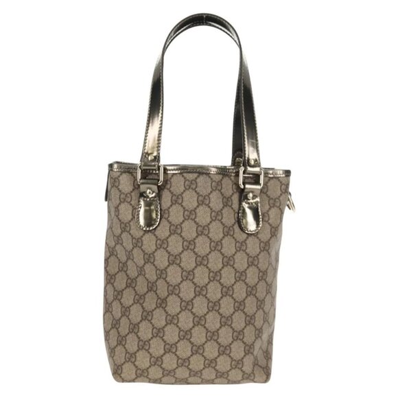GUCCI GG Supreme Tote Bag PVC Leather Beige Silver 189897 Auth yk19708V - Picture 3 of 16